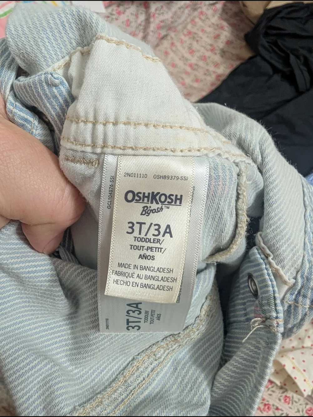 OshKosh B'gosh 3T Floral Railroad Stripe Shortall Overalls Toddler